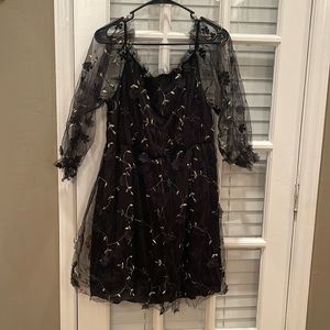 Shein Black Floral Dress